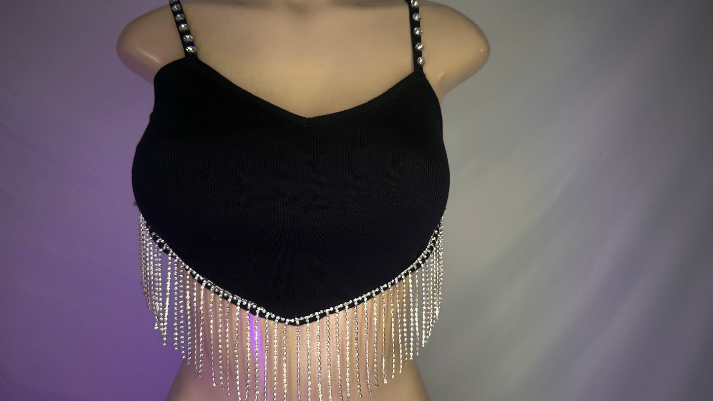 Black Rhinestone top