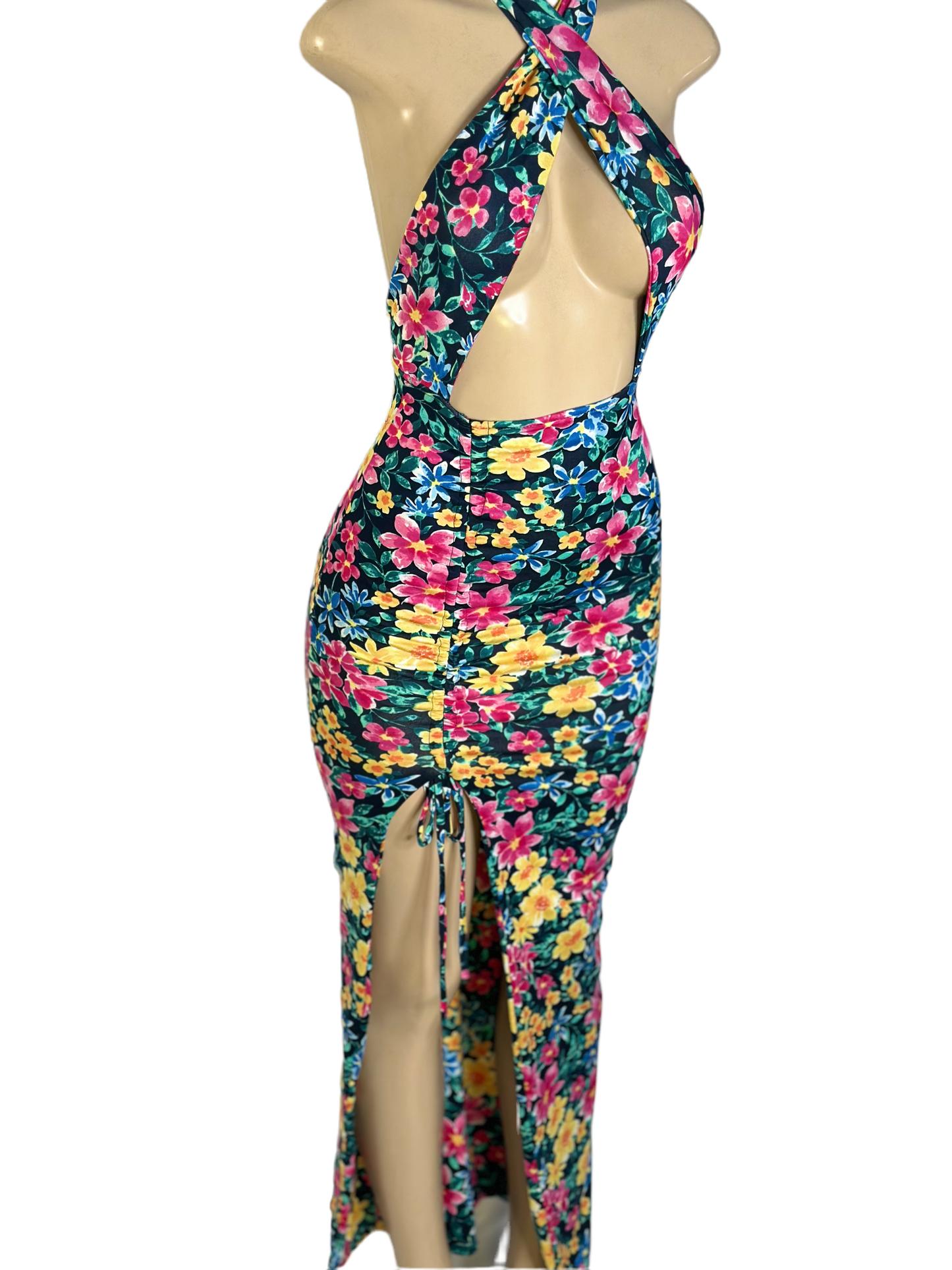 Summer flowery long sexy dress