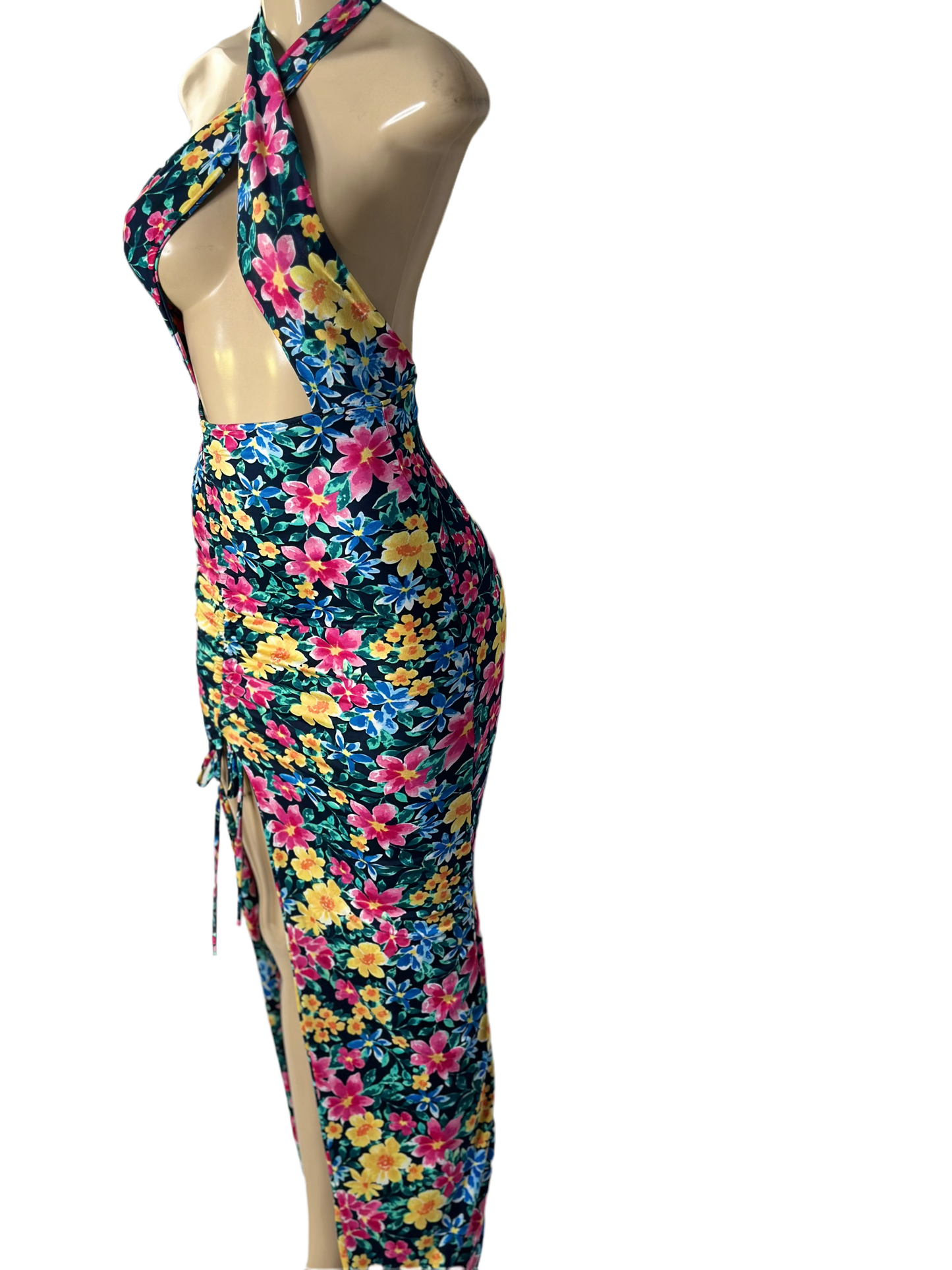 Summer flowery long sexy dress