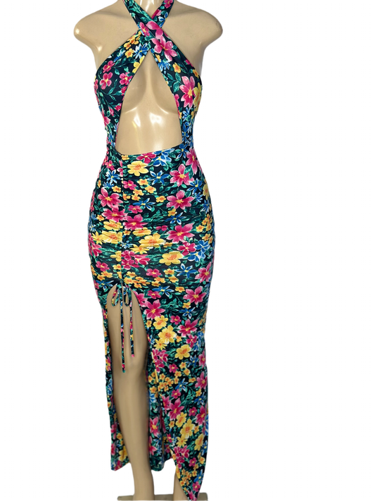 Summer flowery long sexy dress