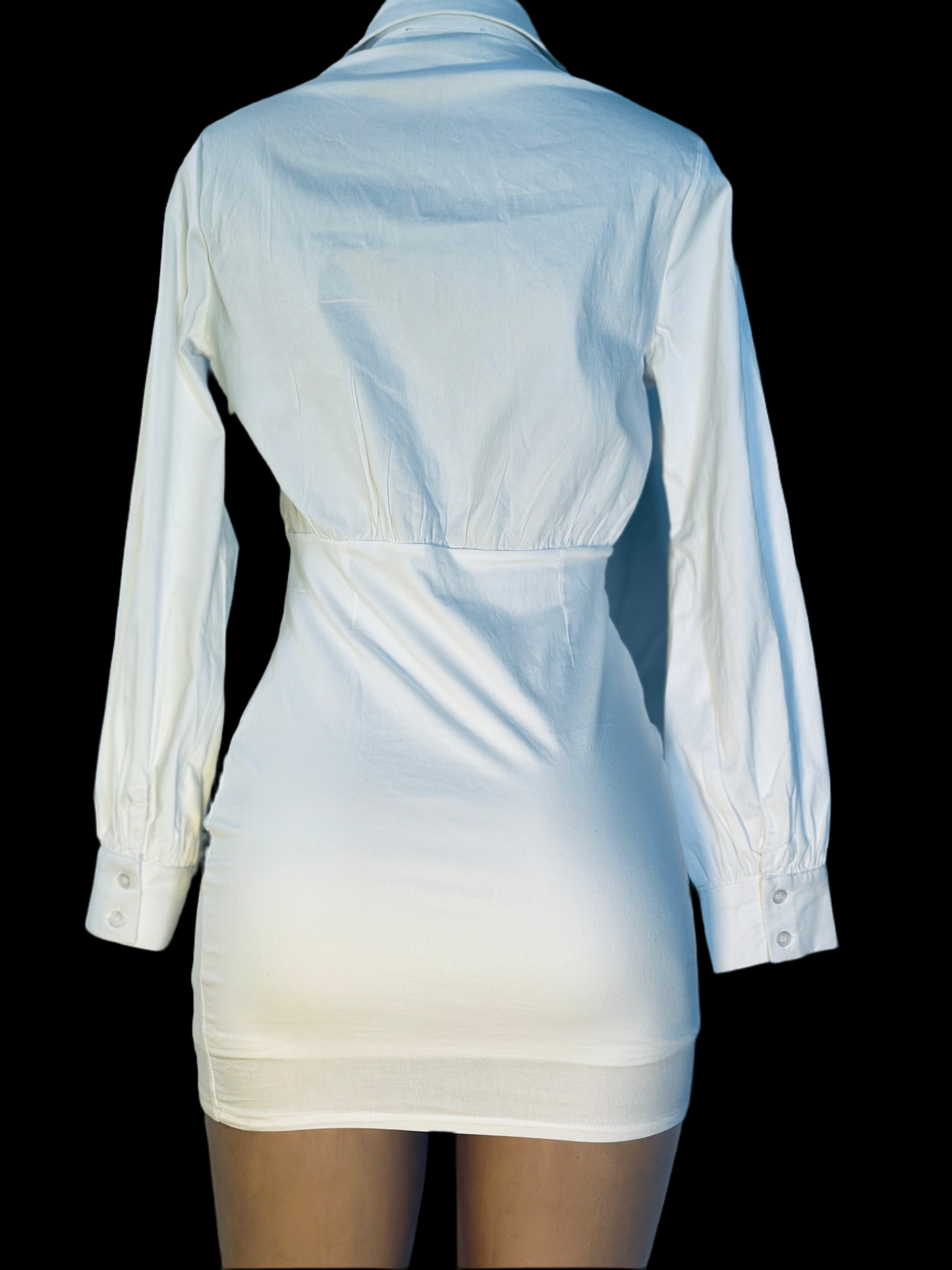 White long sleeve mini dress