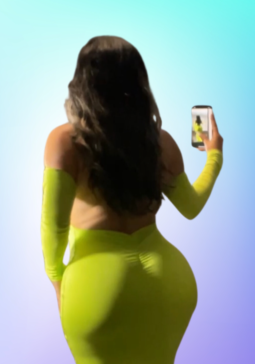 V Shaped Open Back Lime Dress